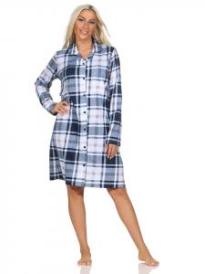 Ночная рубашка NORMANN langarm karierte Optik Jersey, синий