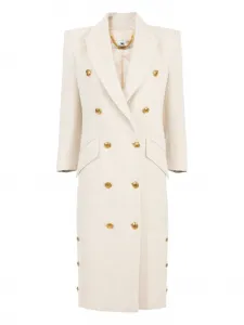 Двубортное пальто Elisabetta Franchi, белый