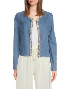 Украшенная джинсовая куртка с открытым передом Wdny, цвет Denim