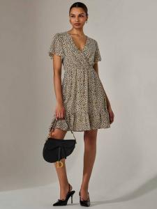 Абстрактное шифоновое мини-платье Jolie Moi, Black/Cream