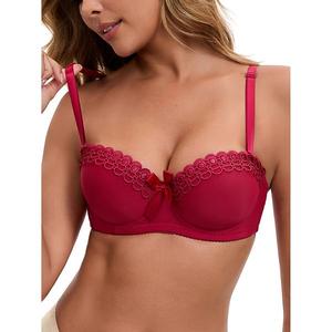 Женский конвертируемый бюстгальтер получашка French underwire maximizer push up с бантиком Inspire Chic, Red