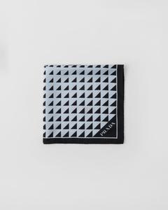 Платок из шелкового твила с принтом 55x55 Prada, голубой