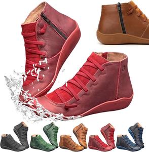 Новые женские винтажные ботильоны, обувь Keilini, ботинки с поддержкой свода стопы для женщин Cohbskj, Red