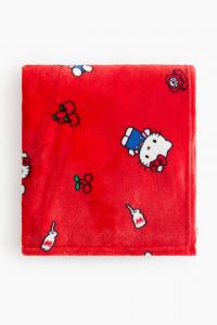 Плед H&M x Hello Kitty Of Patterned Fleece, 100X150 см, красный