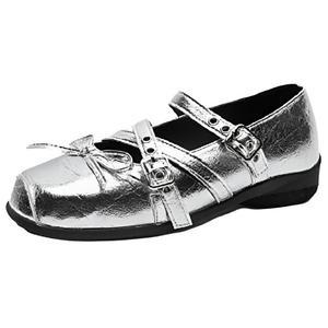 TAFN Женские туфли Мэри Джейн черно-серебристые, цвет Silver