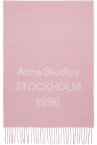 Acne Studios Широкий шарф с розовым логотипом