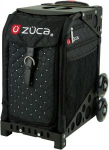 Спортивная сумка-вкладыш Zuca Mystic (стеганая черная со стразами) с черной неблестящей спортивной рамой, Black