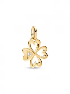 Подвеска-медальон Pandora ME в виде сердца и четырехлистного клевера, золото