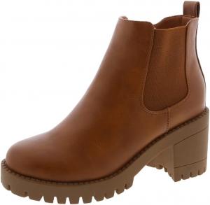 Женские челси с массивным каблуком и эластичной вставкой TOP Moda, Tan-66