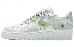Nike Мужские кожаные износостойкие низкие кроссовки для скейтбординга Air Force 1, цвет асфальтово-серый
