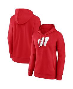 Женский пуловер с капюшоном Red Wisconsin Badgers Evergreen с логотипом Fanatics, красный