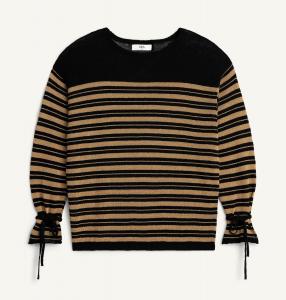 Джемпер Zara Striped Linen Blend, песочный/черный