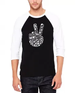 Мужская футболка с принтом "Peace Finger Notes" реглан в стиле бейсболки LA Pop Art, мультиколор