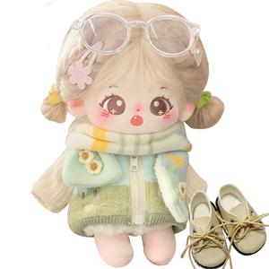 Мягкая и милая хлопковая кукла MIA Dolls плюшевая кукла высота 20см длина 22см COTTON PLANET, Mia Sister+Double Ponytail+4 Set Clothing (Top Student, Sports, Waltz, Outing)