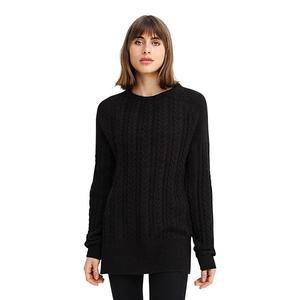 Наконец-то джемпер с кабельной вязкой и разрезом Belle & Bloom, Black