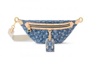LOUIS VUITTON Высокий поясной рюкзак монограммный джинсовый синий