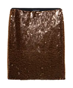 Яркая мини-юбка, украшенная пайетками Luisa Cerano, коричневый