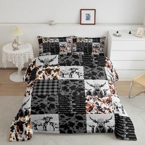 Erosebridal Комплект постельного белья Highland Cow с принтом коровы в западном стиле, деревенский дизайн с дикими животными, Cow 2