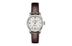 TISSOT Часы Women's Le Locle Collection Watch, White Dial Brown Strap