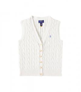 Вязаный жилет из хлопка кабельной вязки Polo Ralph Lauren Kids, Nevis/Harbour Island Blue