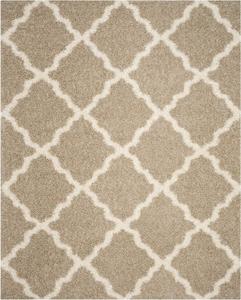 Ковер SAFAVIEH, 69 x 122 см, Dallas Shag Collection, бежевый и ivory, узор Trellis, без линьки и простой в уходе, толщиной 3,8 см, идеален для помещений с высокой проходимостью: прихожая, гостиная, спальня (SGDS257D)