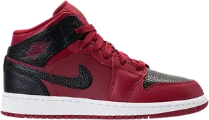 Кроссовки Air Jordan 1 Retro Mid GS Team Red Black, красный