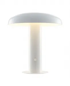Настольная лампа Suillius 28 см в современном богемном стиле, перезаряжаемая, беспроводная, со встроенным светодиодом и корпусом в форме гриба Jonathan Y, белый