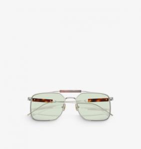 Солнцезащитные очки Bc2005St в квадратной оправе из титана Brunello Cucinelli, серебряный