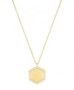 Ожерелье с регулируемой подвеской в форме шестиугольника из кубического циркония Adornia, gold