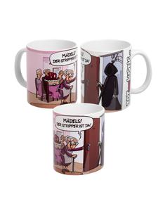 Кружка "Мертвая, но забавная" "Стриптизерша здесь!" Michael Holtschulte 320 мл, белая. Michael Holtschulte