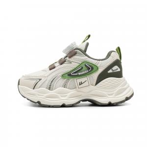 Детские повседневные кеды на низкой подошве из искусственной кожи, дышащие, легкие, с амортизацией и противоскользящей подошвой WARRIOR, бежевый/army зеленый