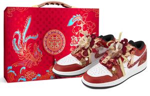 Air 1 дышащие и легкие низкие винтажные баскетбольные кроссовки Women's Wedding Red Jordan, Wedding красный