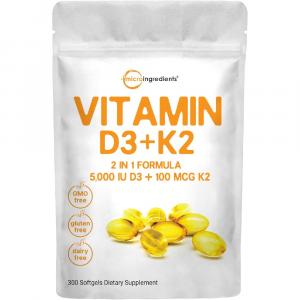 Витамин D3 и K2 MK-7 Micro Ingredients 5000 МЕ, 300 капсул