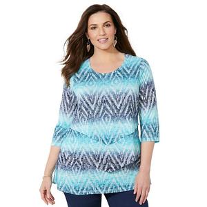 Женская футболка с ярусами Poetry Plus Size Petite Catherines, Aqua Blue Abstract Geo