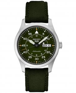 Мужские автоматические часы 5 спортивных с зеленым нейлоновым ремешком 39 мм Seiko