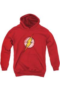 Молодежная толстовка с капюшоном Justice League of America Destroyed Flash Logo Gildan, красный