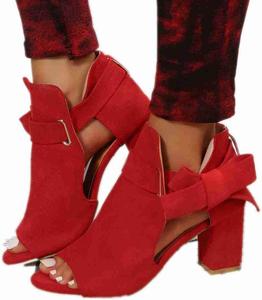Женские сандалии ZBYY с вырезами, открытым носком, массивным каблуком, ремешком на щиколотке и застежкой-пряжкой, с задней молнией, Wine