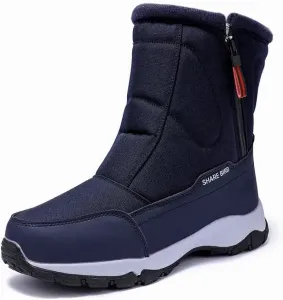 Зимние мужские ботинки, снегоступы, водонепроницаемые, с утеплителем, для походов и лыж, с противоскользящей подошвой, теплые ветронепроницаемые повседневные ботинки для холодных погодных приключений Qacksv, темно-синий