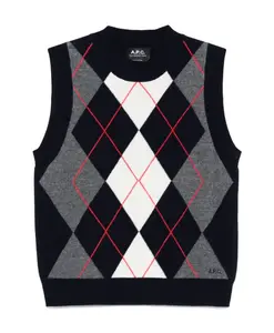 Синий свитер с вышитым логотипом A.P.C., мультиколор