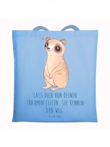 Mr. & Mrs. Panda Сумка-шоппер "Медленная Лори", надпись "Счастлива, небесно-голубой"