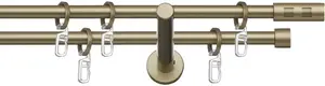 Карниз indeko "Тенерифе", 2 направляющие, фиксированного размера, полный комплект, включая кольца и крепежный материал 240 см, Ø 12 мм, цвет goldfarben/messingfarben