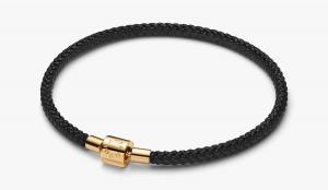 Браслет Pandora Shimmering Black Cord, черный/золото