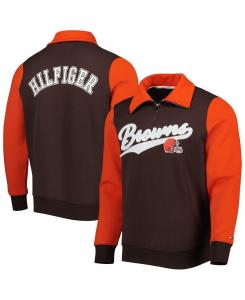 Мужской коричневый, оранжевый топ cleveland browns aiden с молнией на четверть Tommy Hilfiger, мульти