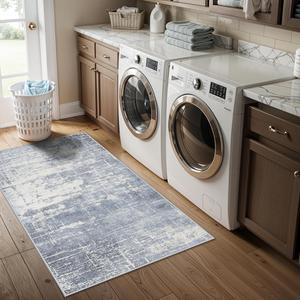 Ковровая дорожка Hy Hao Yun Lai Abstract для кухни, 61х122 см, синий/слоновая кость