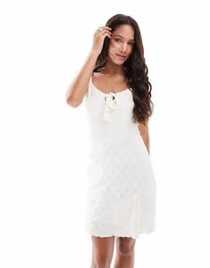 Мисс Селфридж мини-платье из смешанной фактуры кремового цвета Miss Selfridge