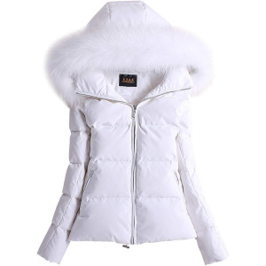 Пуховик Ace Shock With Fur Hood Warm Short Slim Fit Winter Women's, белый