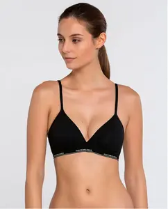 Базовый хлопковый бюстгальтер с треугольными чашками Punto Blanco, черный