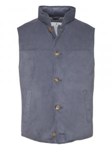Замшевый жилет на пуговицах Brunello Cucinelli, синий