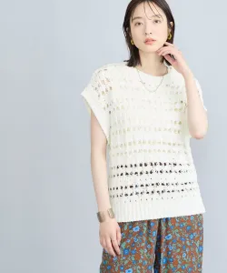 Ажурный жилет из ленточной пряжи Coen, цвет Off White