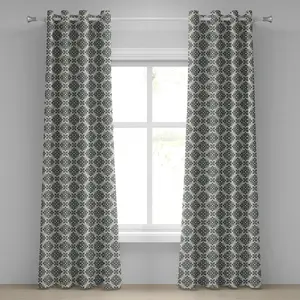 Штора на люверсах ABAKUHAUS Oriental, классический замысловатый узор с изогнутыми полосами - абстрактные мотивы Ближнего Востока, декоративные двухпанельные шторы, 280 см x 225 см, серо-голубой бежевый Abakuhaus